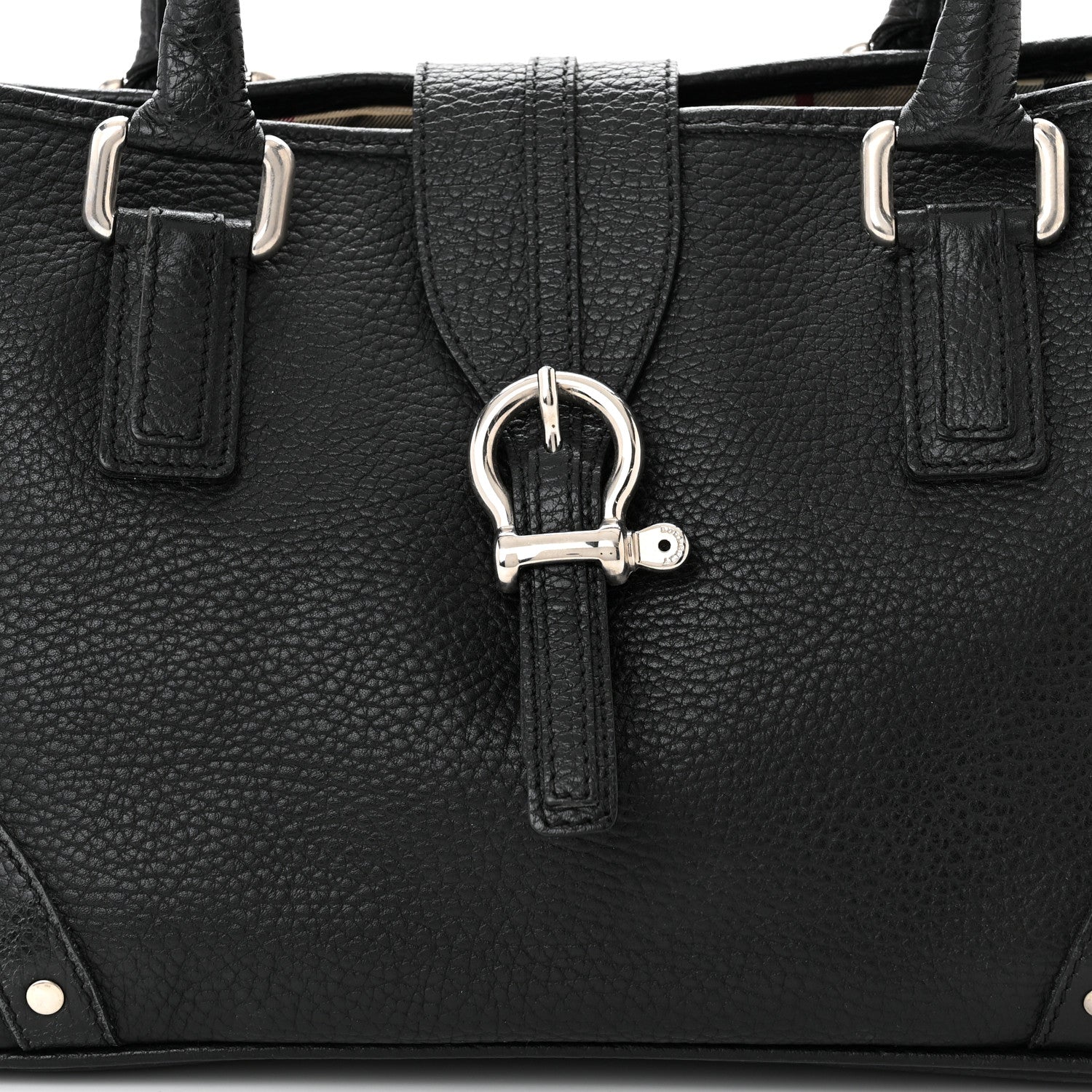 Burberry Calfskin Studded Buckle Tote Black 8 of 10