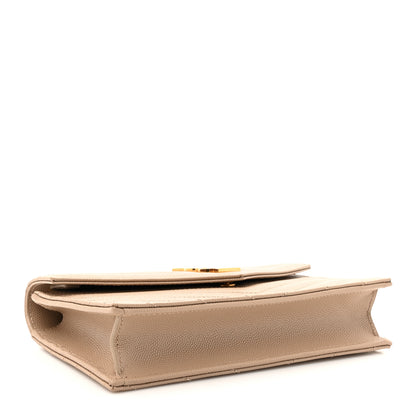 Saint Laurent Grain De Poudre Matelasse Chevron Monogram Envelope Chain Wallet Dark Beige 4 of 10