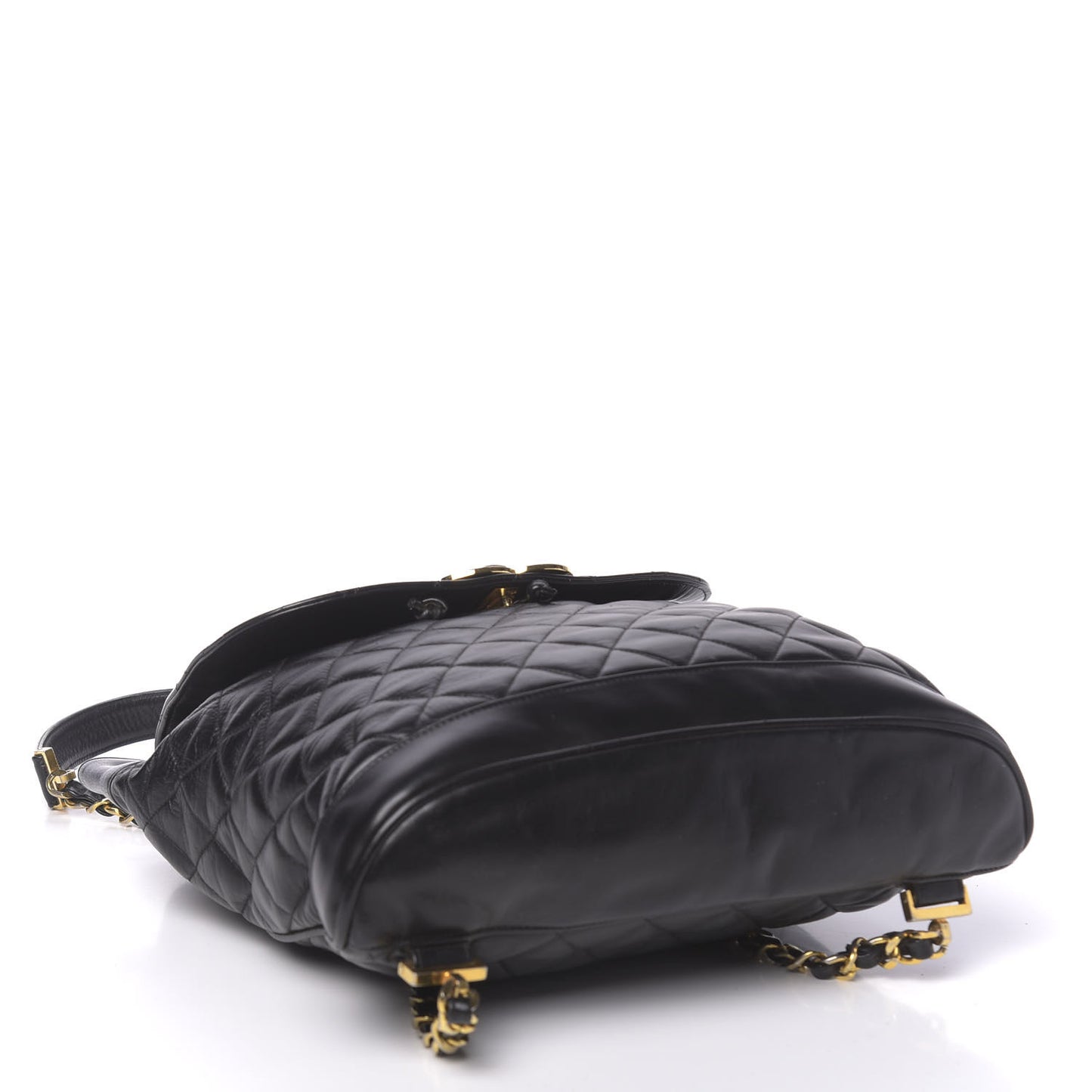 Lambskin Quilted Drawstring Backpack Black