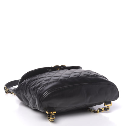 Chanel Lambskin Quilted Drawstring Backpack Black 3 of 13