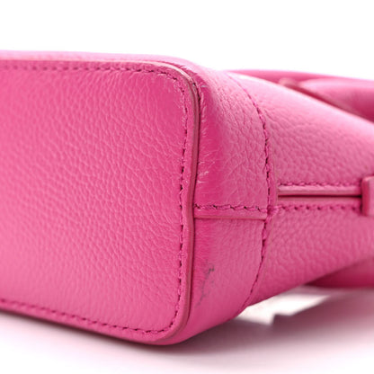 Balenciaga Grained Calfskin Logo Mini Ville Top Handle Bag Fuchsia White 9 of 10