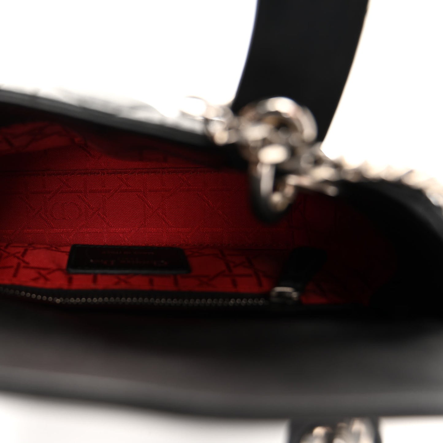 CHRISTIAN DIOR Lambskin Cannage Mini Lady Dior Black