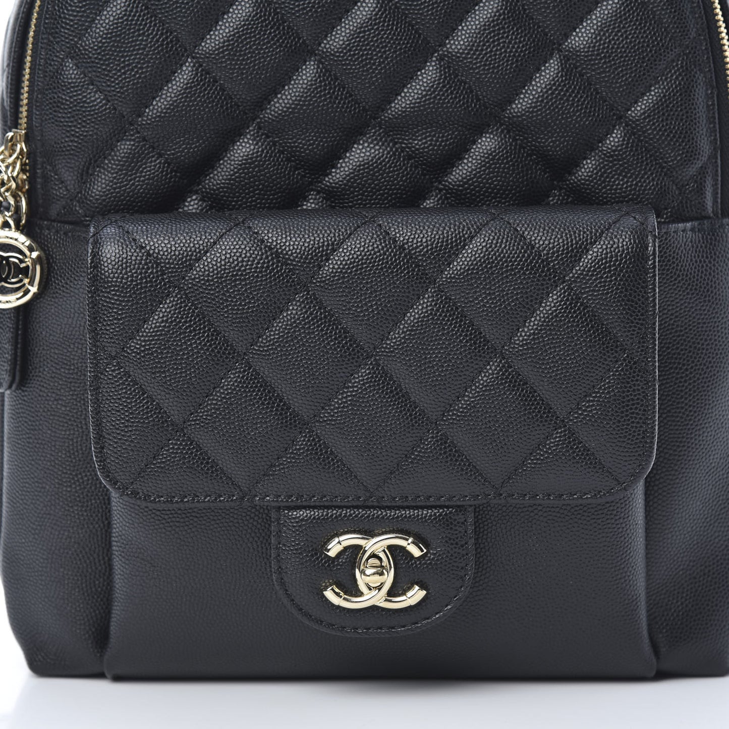 Caviar Quilted Medium Zip Around Backpack Black