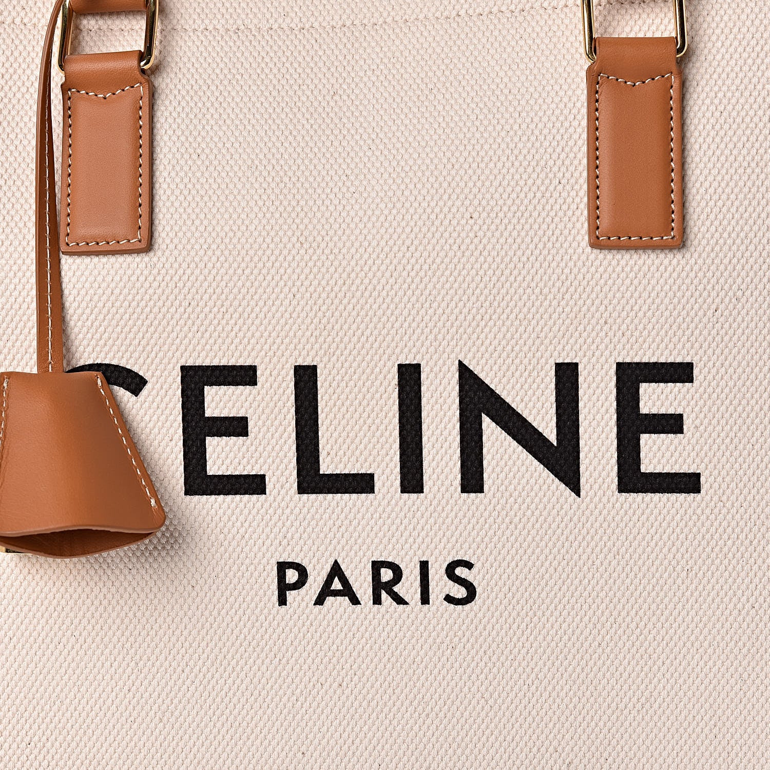 Celine Canvas Calfskin Horizontal Cabas Natural Tan 7 of 9