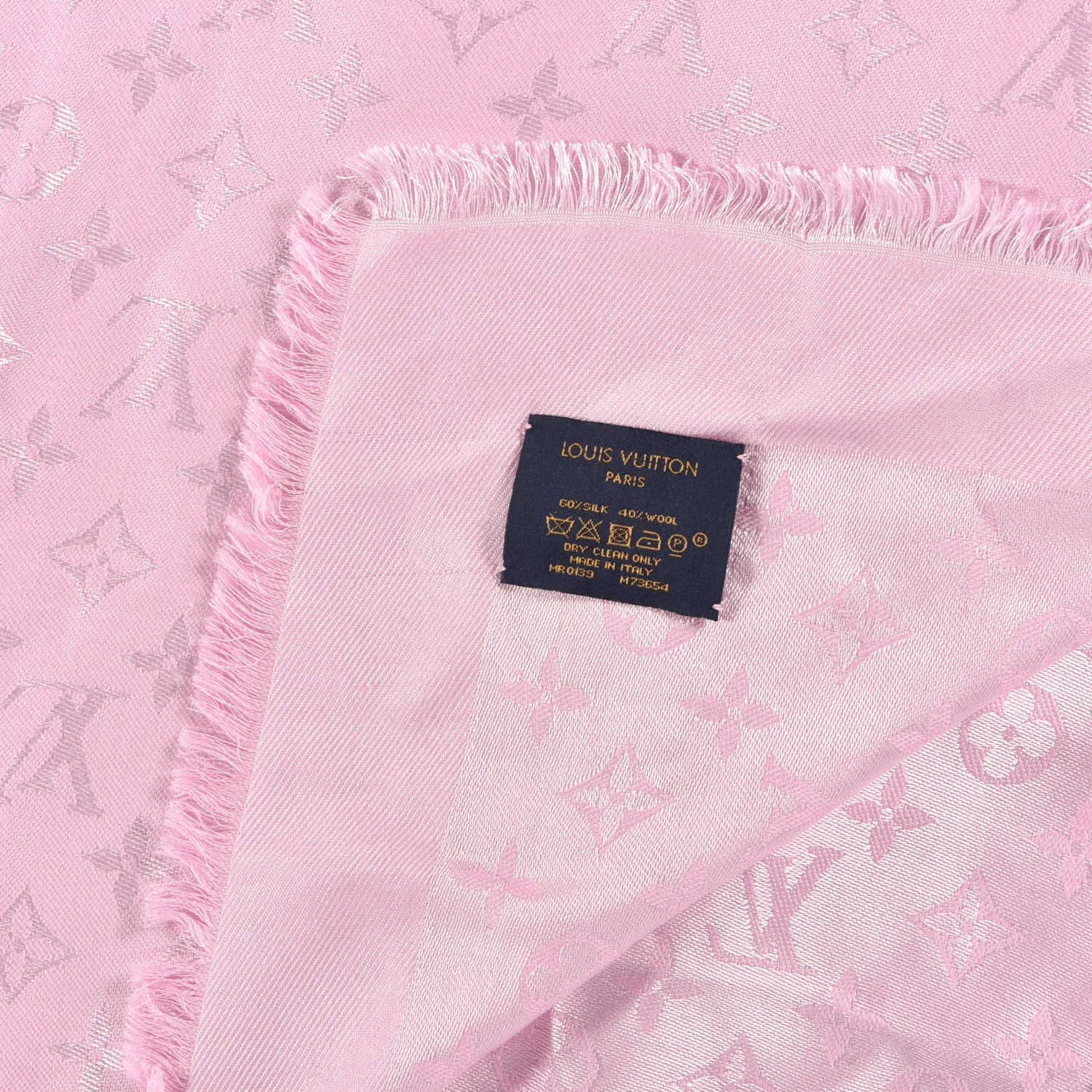 Louis Vuitton Silk Wool Monogram Shawl Velvet Rose 4 of 4