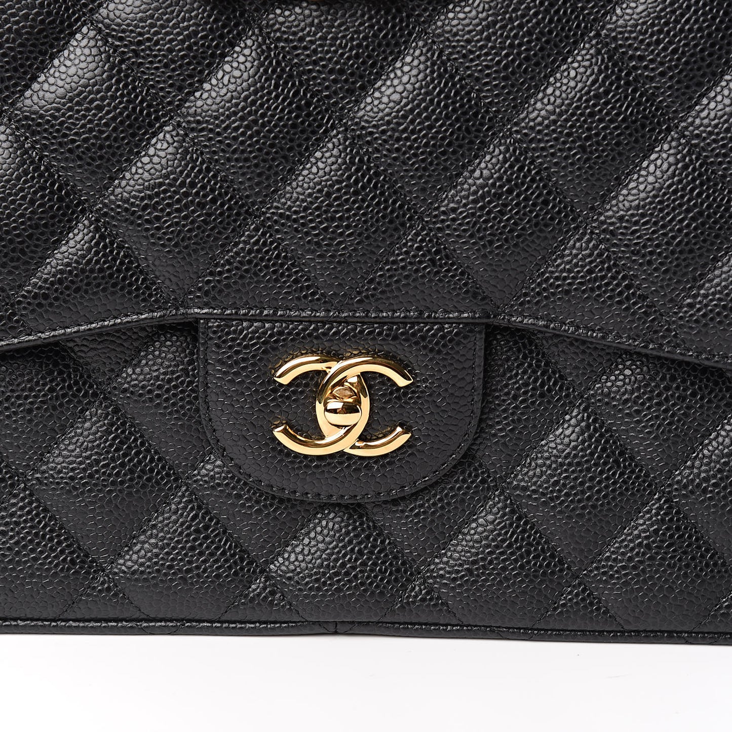 Caviar Quilted Jumbo Double Flap Black