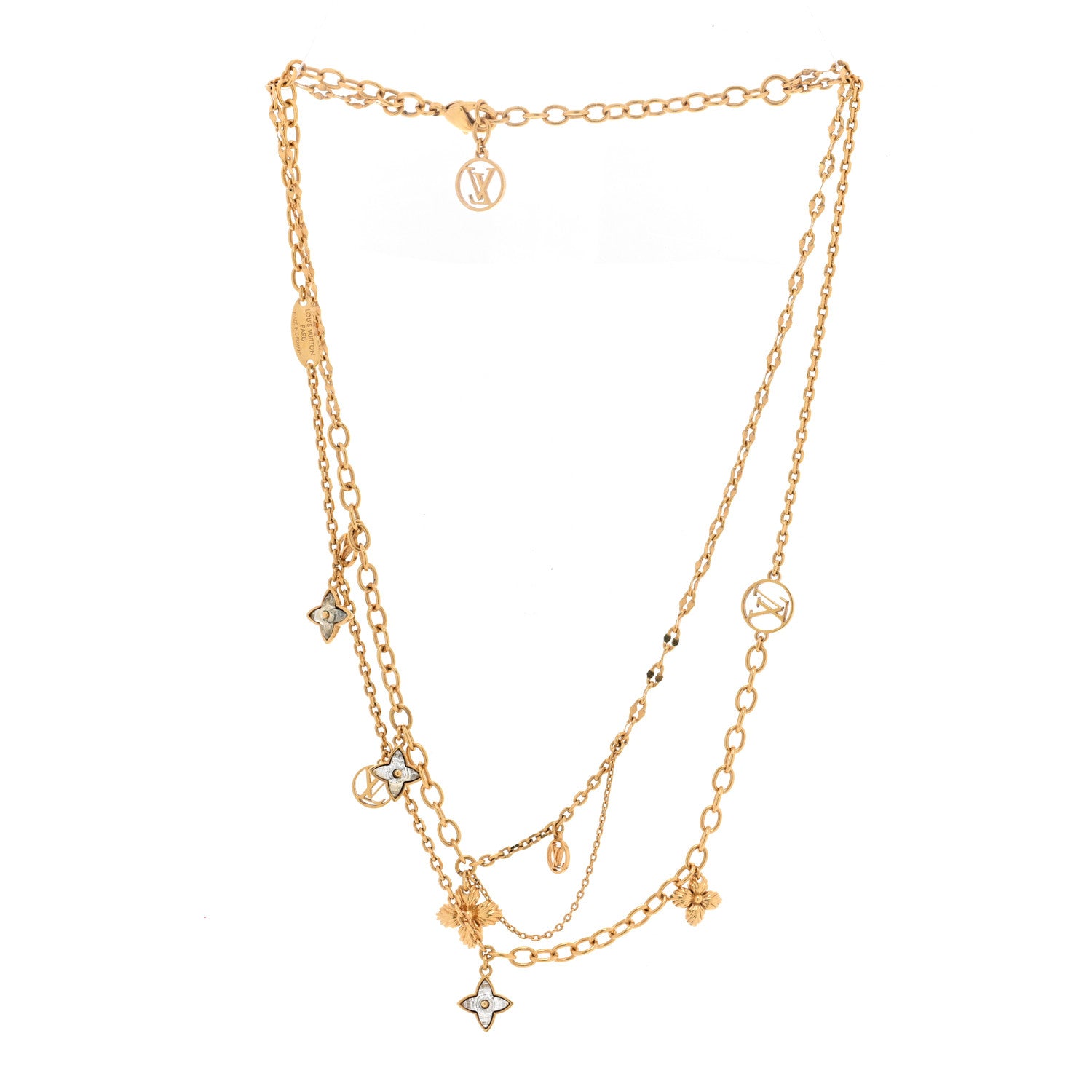 Louis Vuitton Metal Blooming Strass Necklace Gold 3 of 6