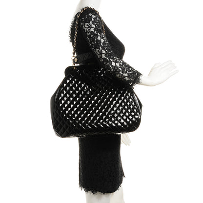 Chanel Glazed Calfskin Quilted Mademoiselle Large Frame Bag Black 2 of 7