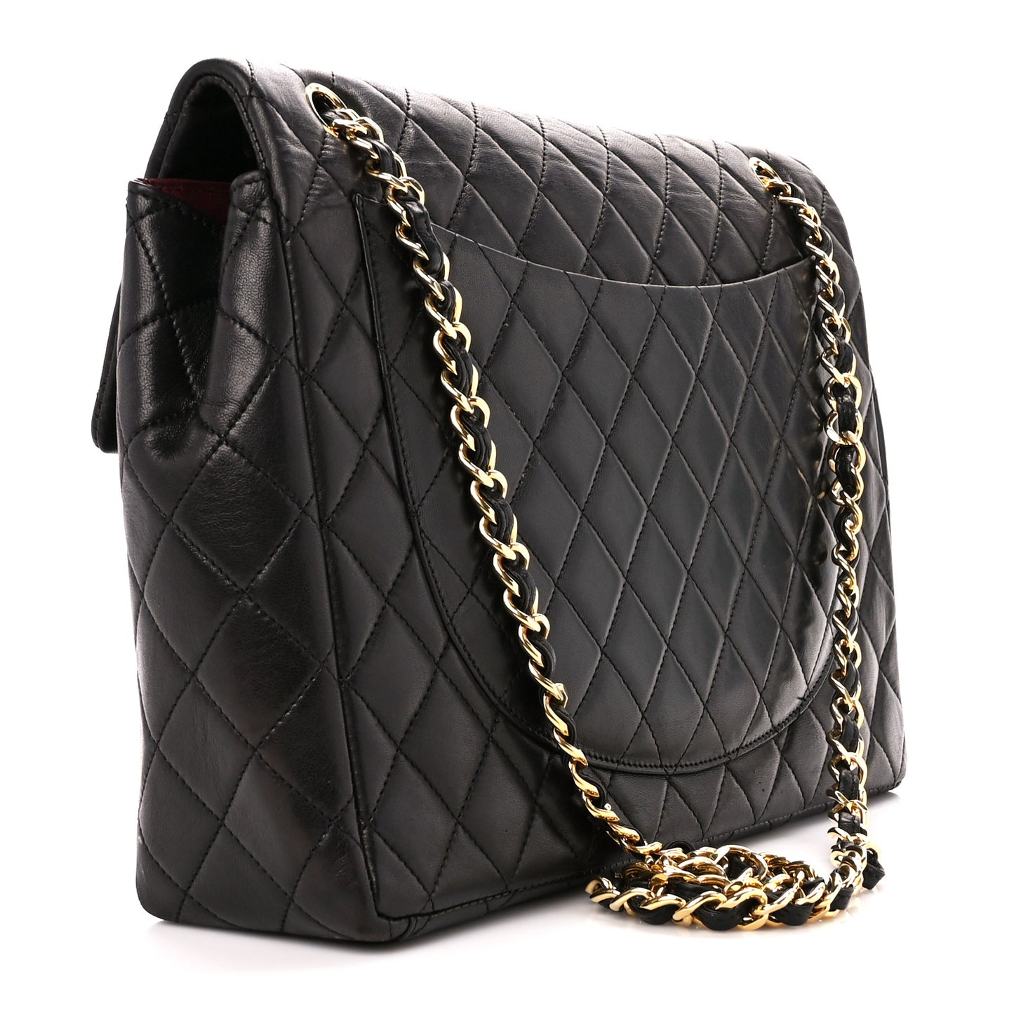 Lambskin Quilted XL Jumbo Single Flap Black