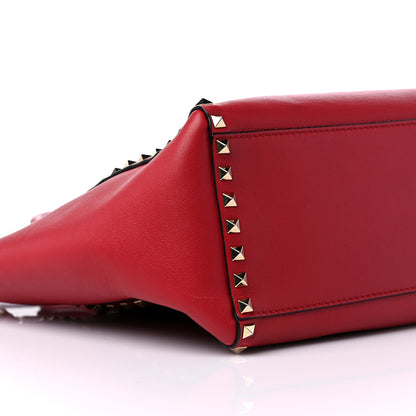 Valentino Garavani Vitello Rockstud Double Handle Tote Red 9 of 13