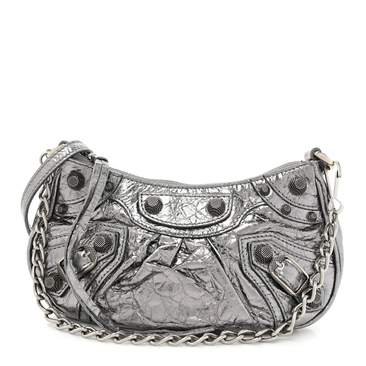 Balenciaga Metallic Agneau Arena Le Cagole Purse With Chain Mini Silver 1 of 9