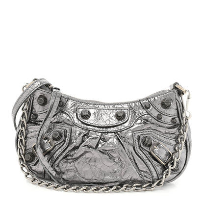 Balenciaga Metallic Agneau Arena Le Cagole Purse With Chain Mini Silver 1 of 9