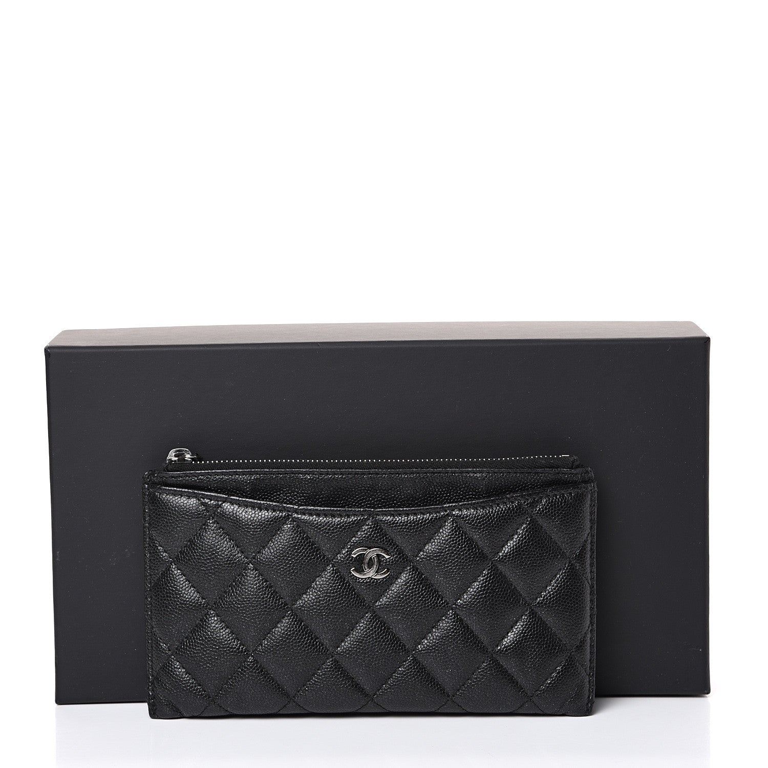 Chanel Iridescent Caviar Quilted Classic Zip Pouch Black 13 of 13