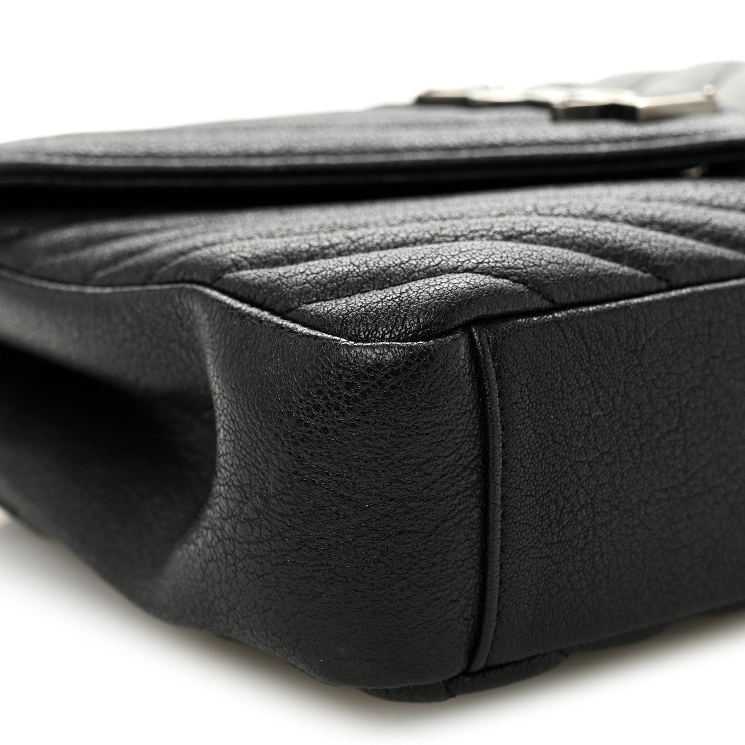 Saint Laurent Sheepskin Matelasse Chevron Monogram Medium College Bag Black 10 of 11