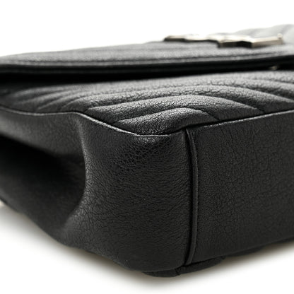 Saint Laurent Sheepskin Matelasse Chevron Monogram Medium College Bag Black 10 of 11