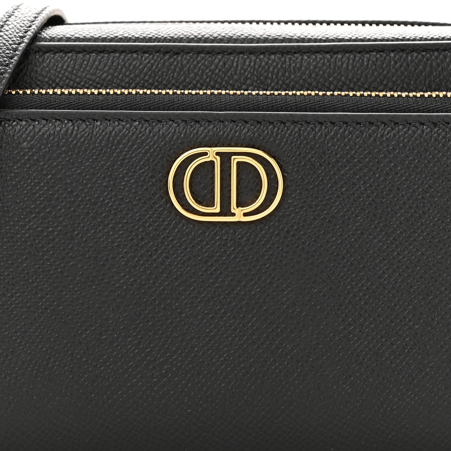 Grained Calfskin Caro Double Pouch Black