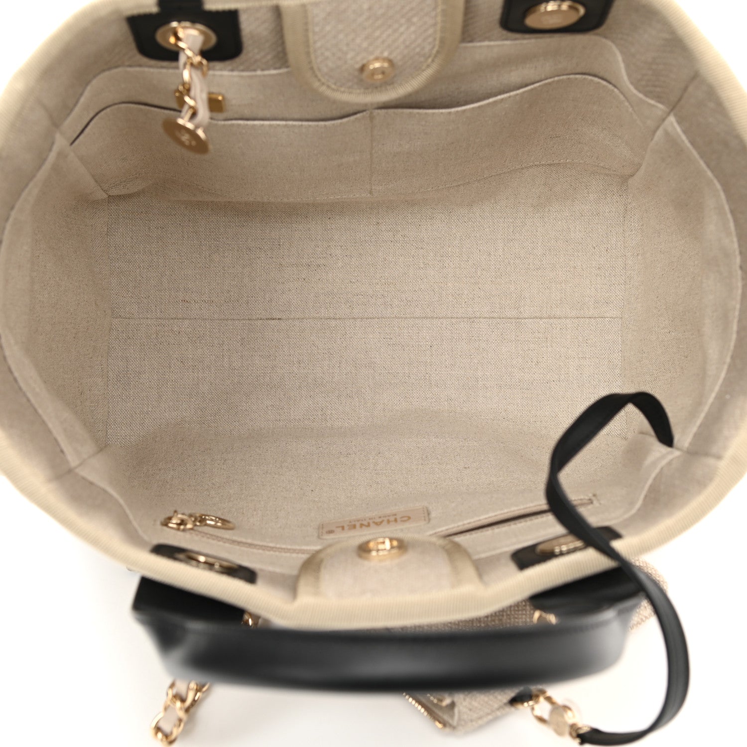 Chanel Mixed Fibers Small Deauville Tote Beige Black 6 of 12