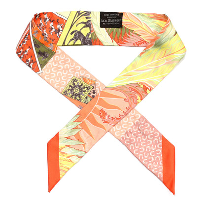 Hermes Silk Cheval Phoenix Twilly Orange Jaune Vif Vert 1 of 4