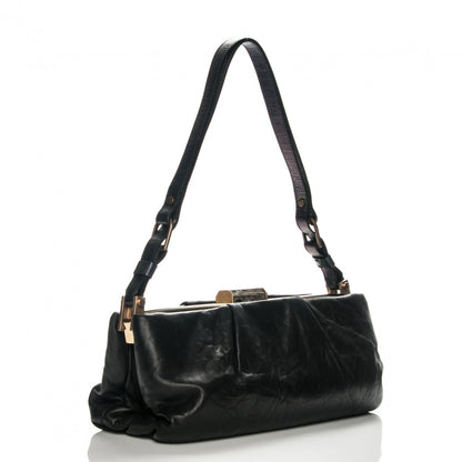 Lanvin Lambskin Draped Frame GM Shoulder Bag Black 3 of 7