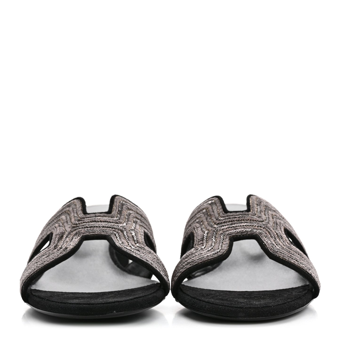 Chevre Velours Dabka Embroidered Oasis Sandals 37 Black