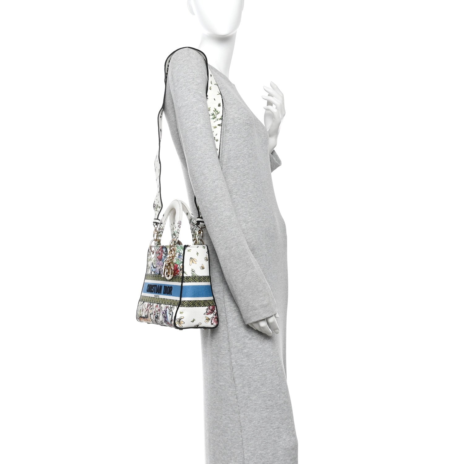 Christian Dior Canvas D-Constellation Embroidered Medium Lady D-Lite Latte Multicolor 2 of 9