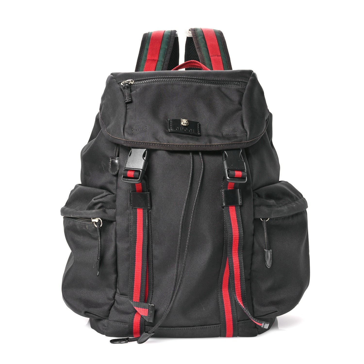 Gucci Techno Canvas Web Double Buckle Backpack Black 1 of 10