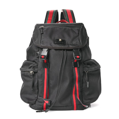 Gucci Techno Canvas Web Double Buckle Backpack Black 1 of 10