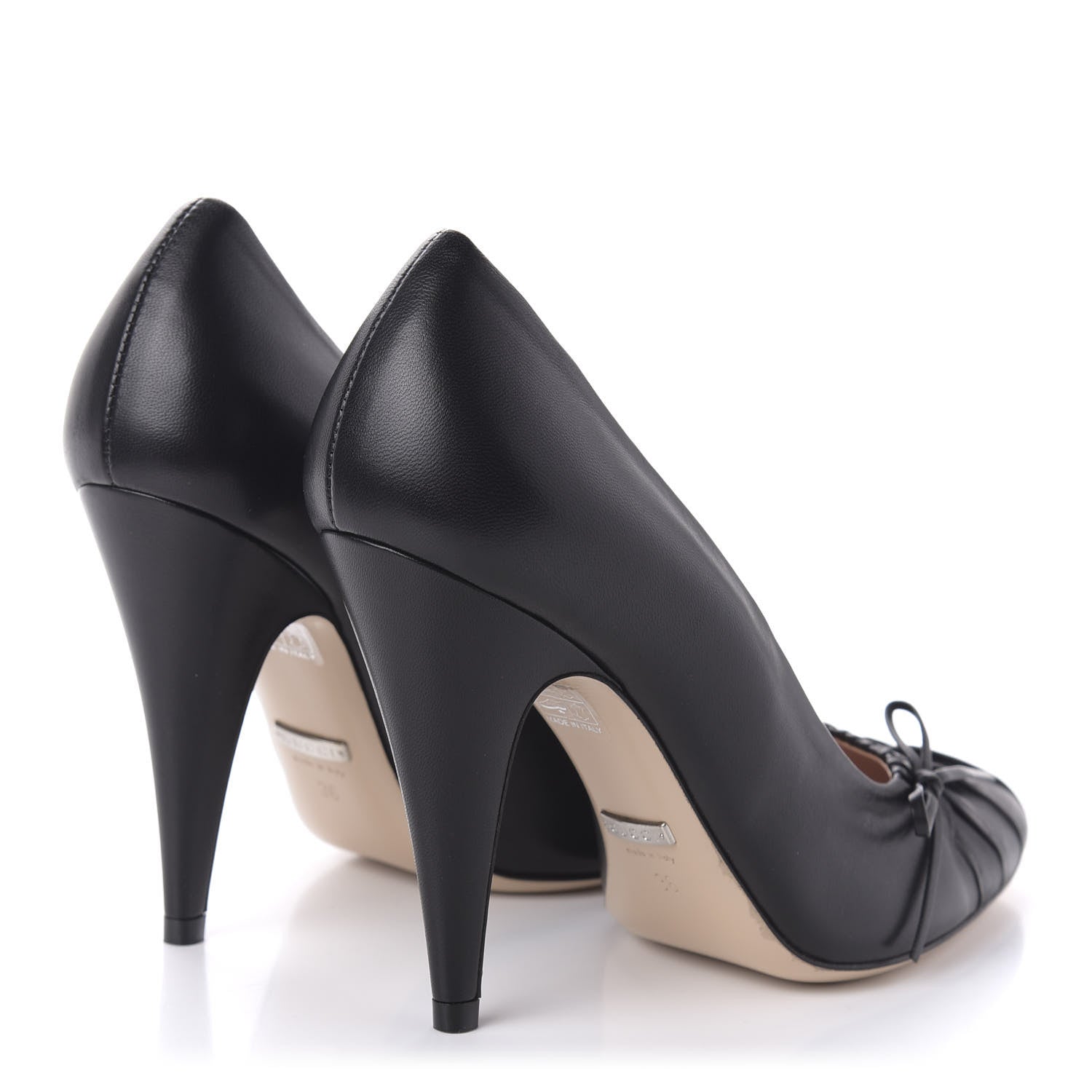 Gucci Nappa Bow High Heel Pumps 36 Black 4 of 10