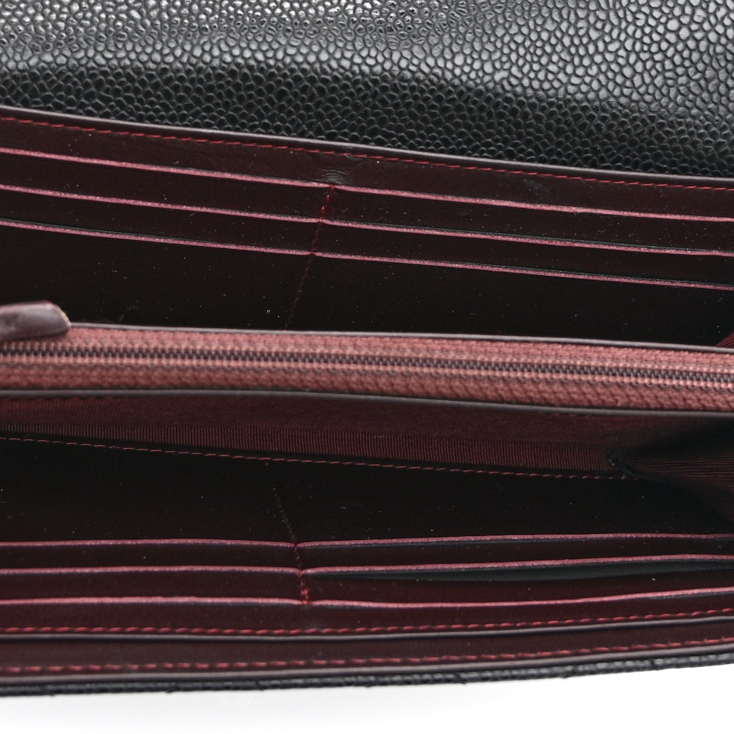 Caviar Quilted Large Gusset Flap Wallet Black