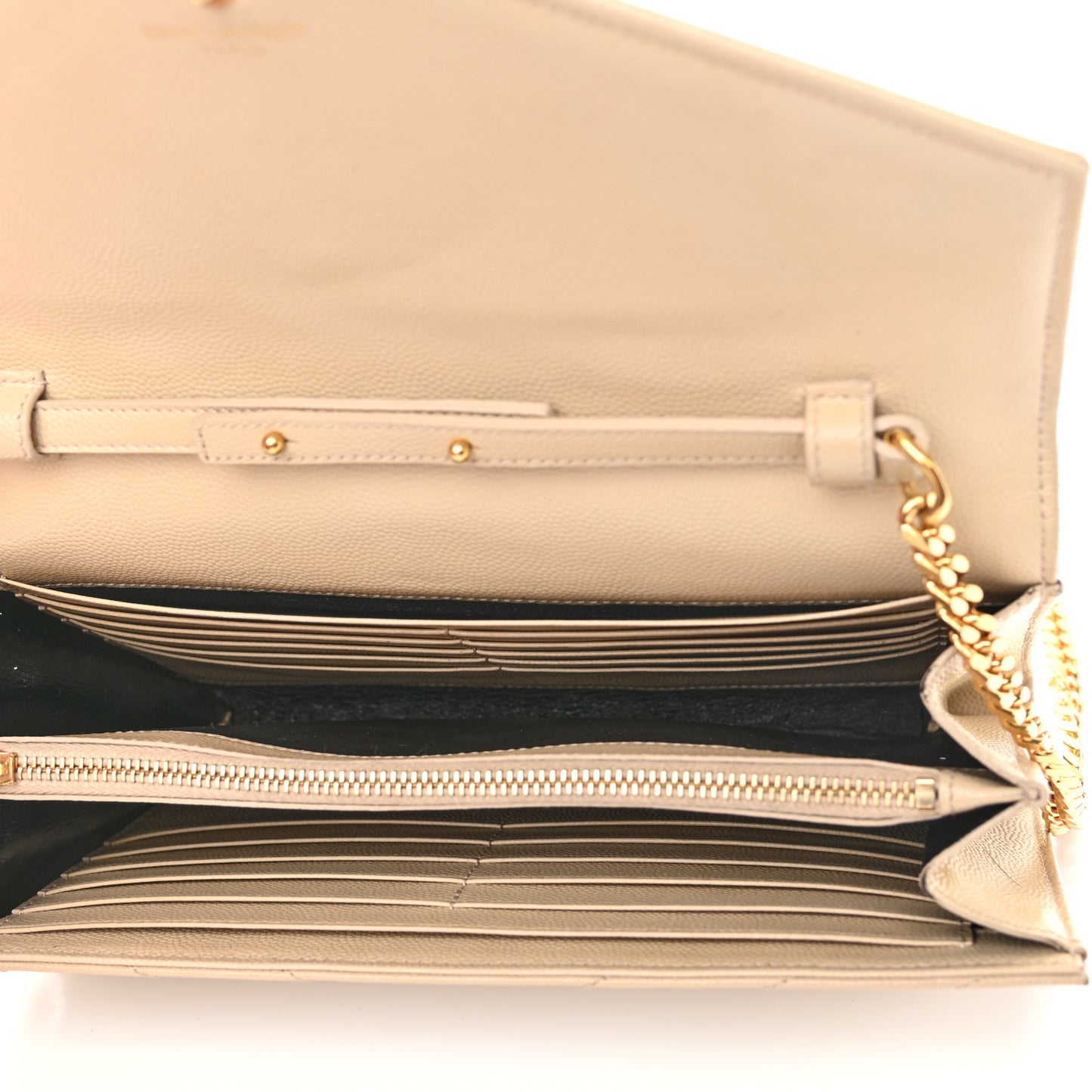 Grain De Poudre Matelasse Chevron Monogram Chain Wallet Nude Powder