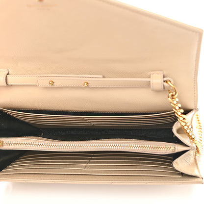 Saint Laurent Grain De Poudre Matelasse Chevron Monogram Chain Wallet Nude Powder 5 of 11