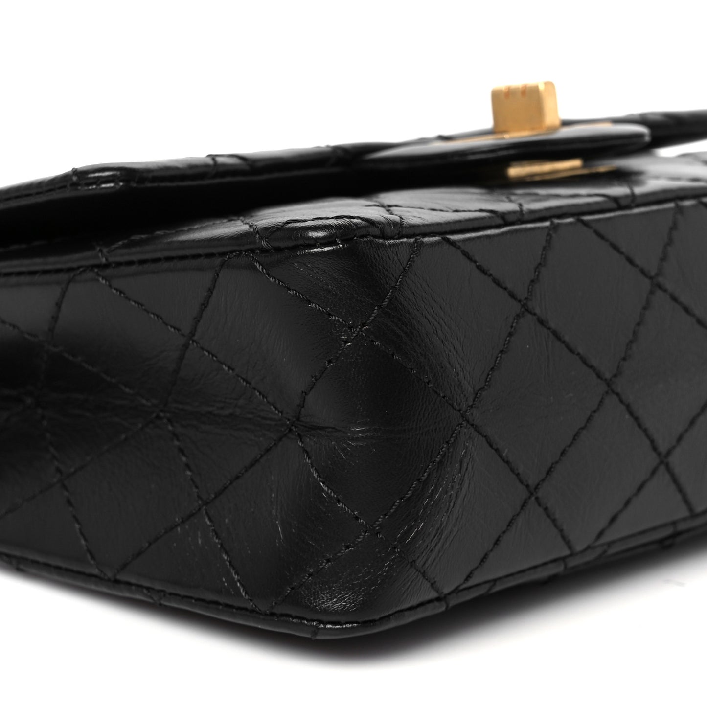 Aged Calfskin Quilted 2.55 Reissue Mini Flap Black