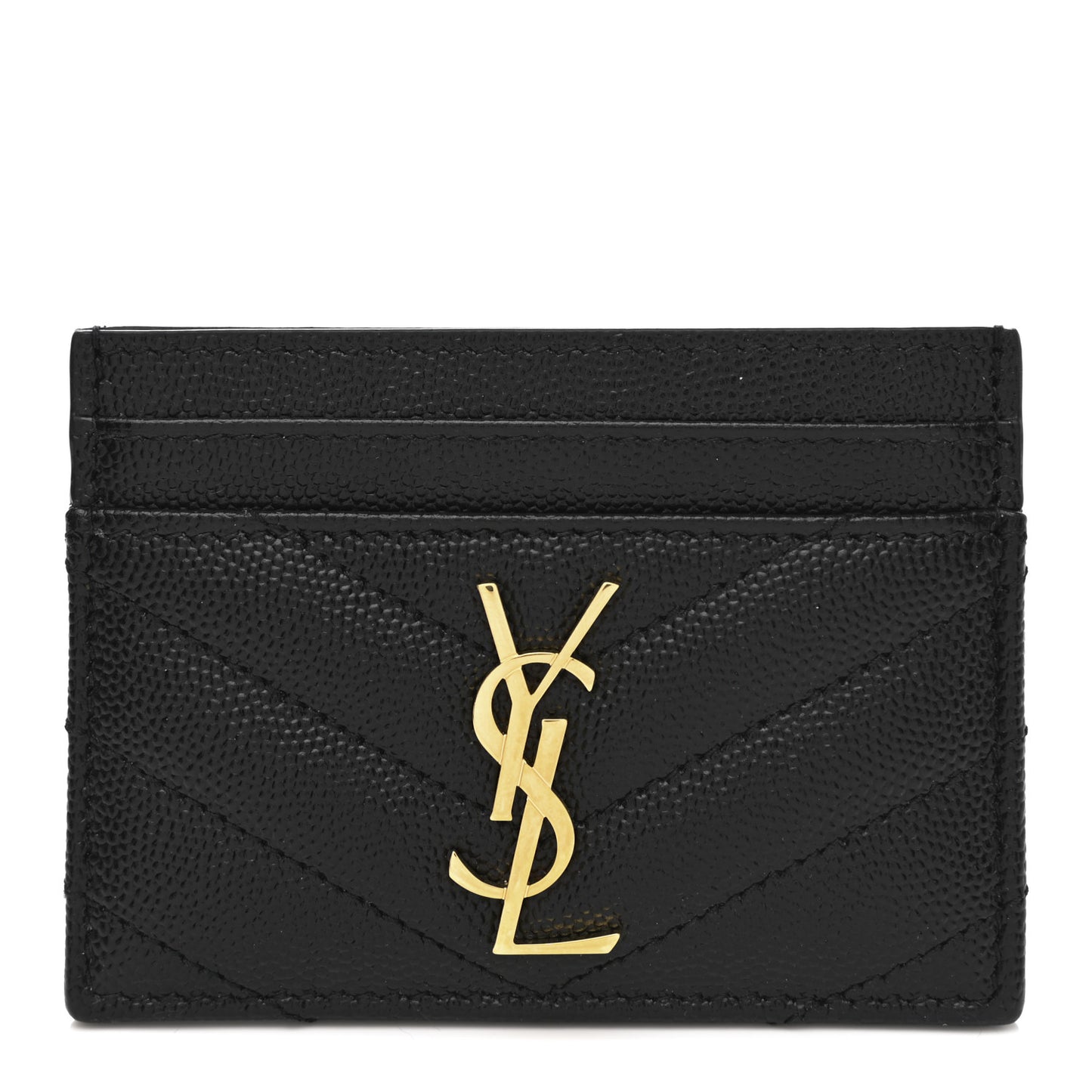 Grain De Poudre Matelasse Chevron Monogram Credit Card Case Black