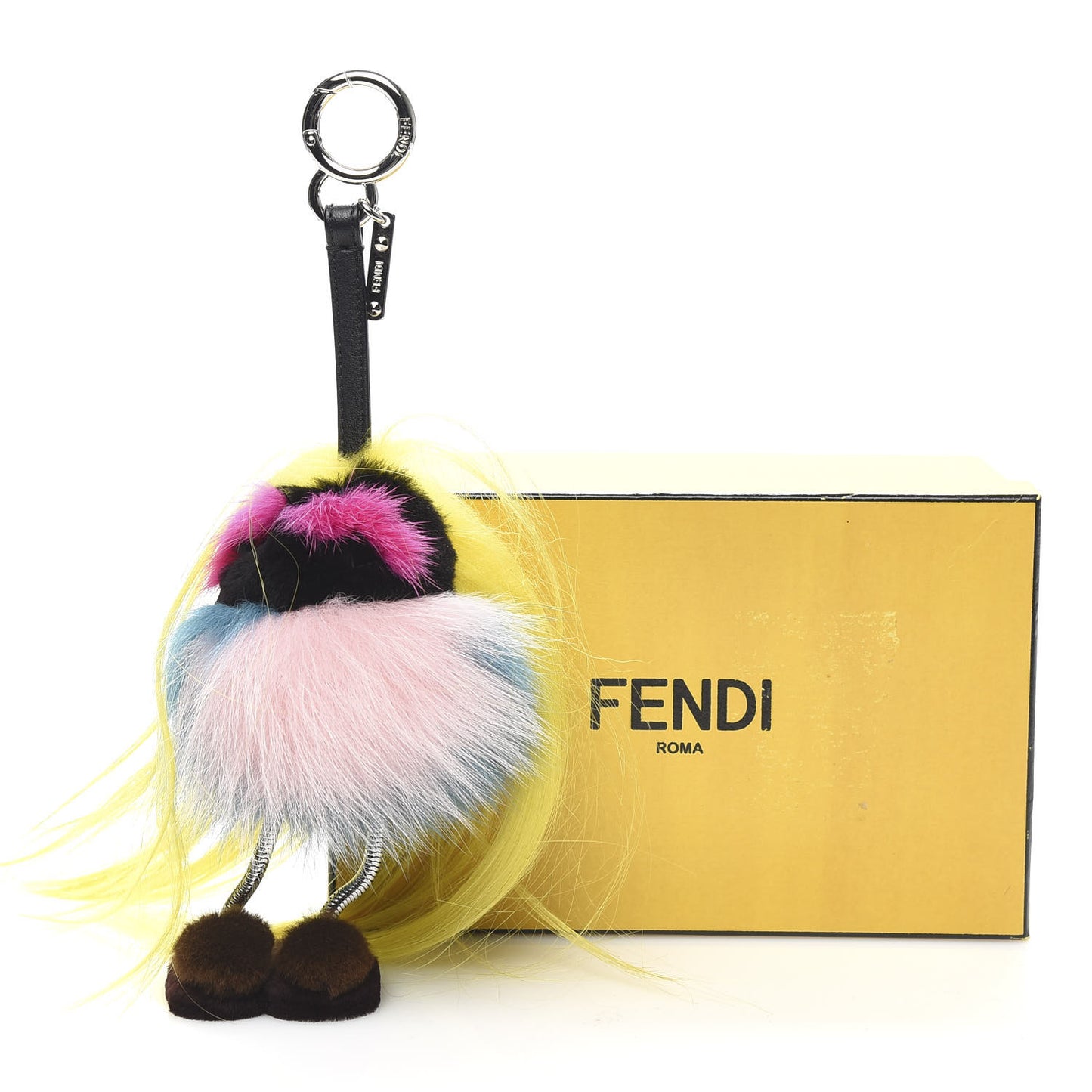 Goat Mink Fox Fur Mum Wonders Bag Charm Yellow Water Multicolor