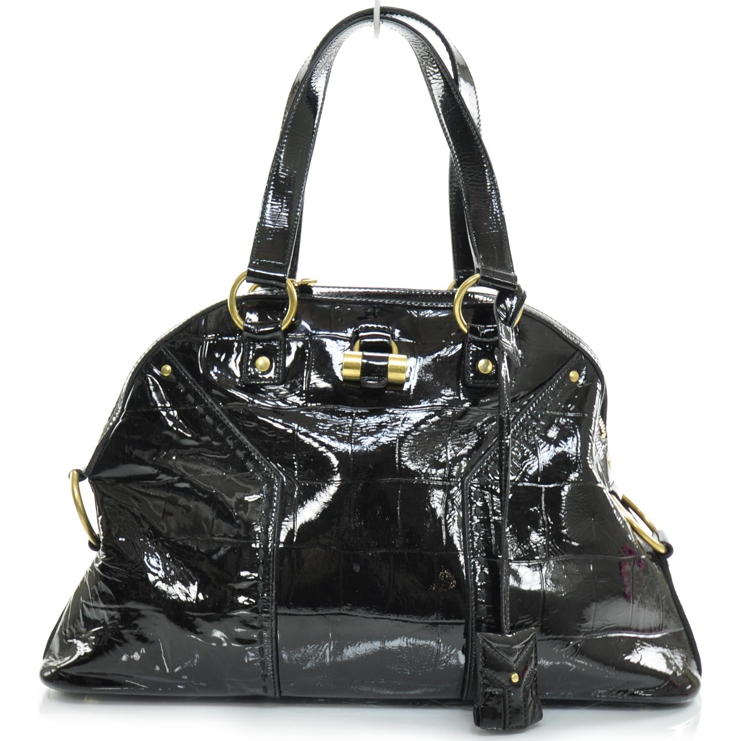 Saint Laurent Patent Croc Muse Black 1 of 8