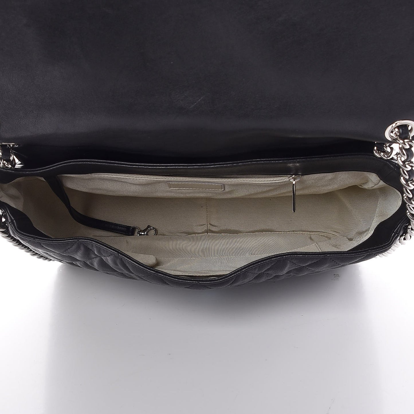 Washed Lambskin Quilted Maxi Chain Around Flap Black