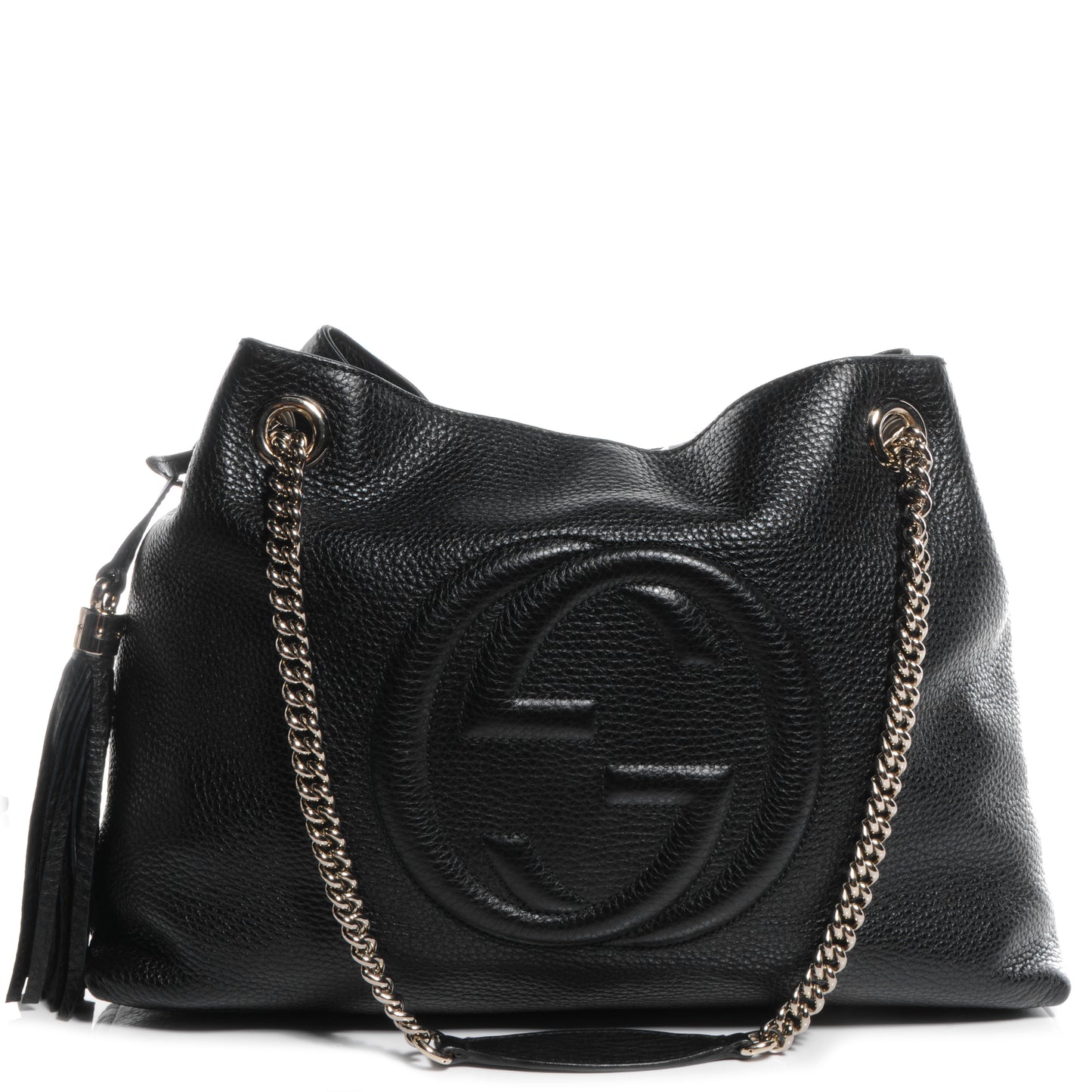Pebbled Calfskin Medium Soho Chain Shoulder Bag Black