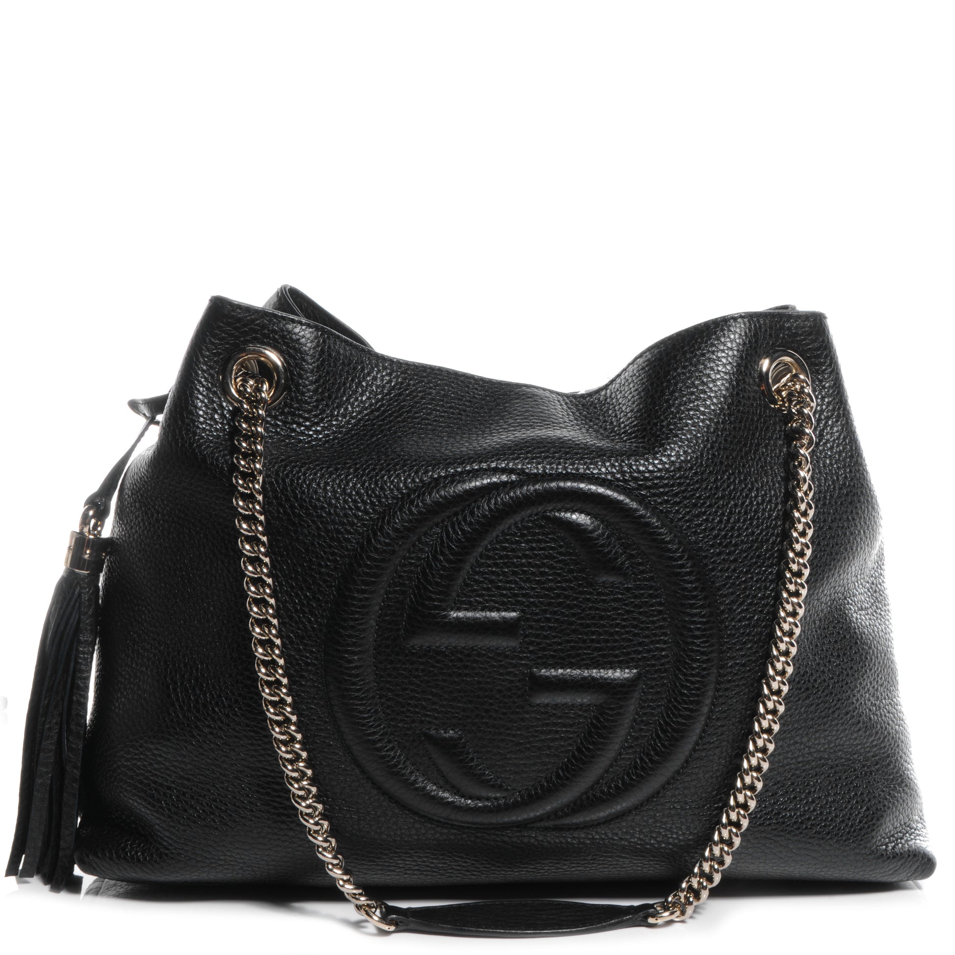 Gucci Pebbled Calfskin Medium Soho Chain Shoulder Bag Black 1 of 7