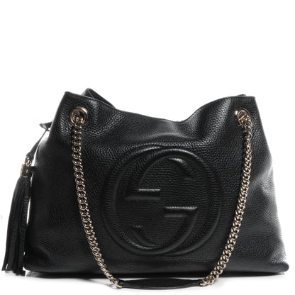 Gucci Pebbled Calfskin Medium Soho Chain Shoulder Bag Black 1 of 7