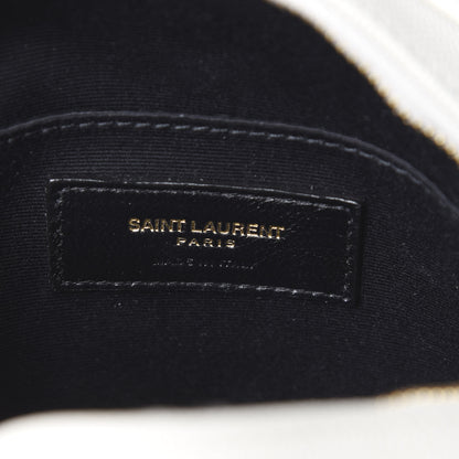 Saint Laurent Grain De Poudre Matelasse Chevron Quilted Round Vinyle Camera Bag White 5 of 9