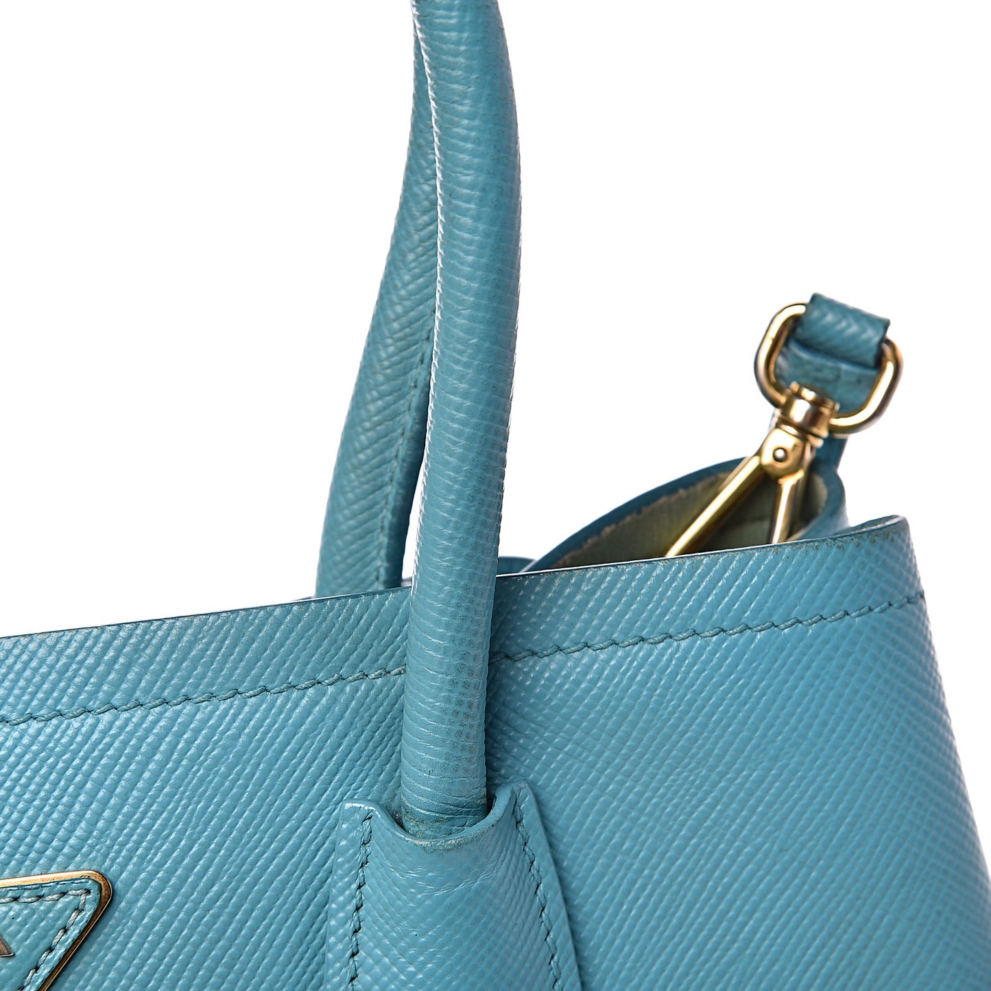 Saffiano Cuir Small Double Bag Turchese