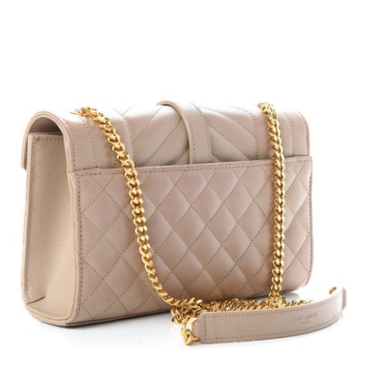 Saint Laurent Grain De Poudre Textured Mixed Matelasse Triquilt Small Monogram Satchel Nude Powder 3 of 10