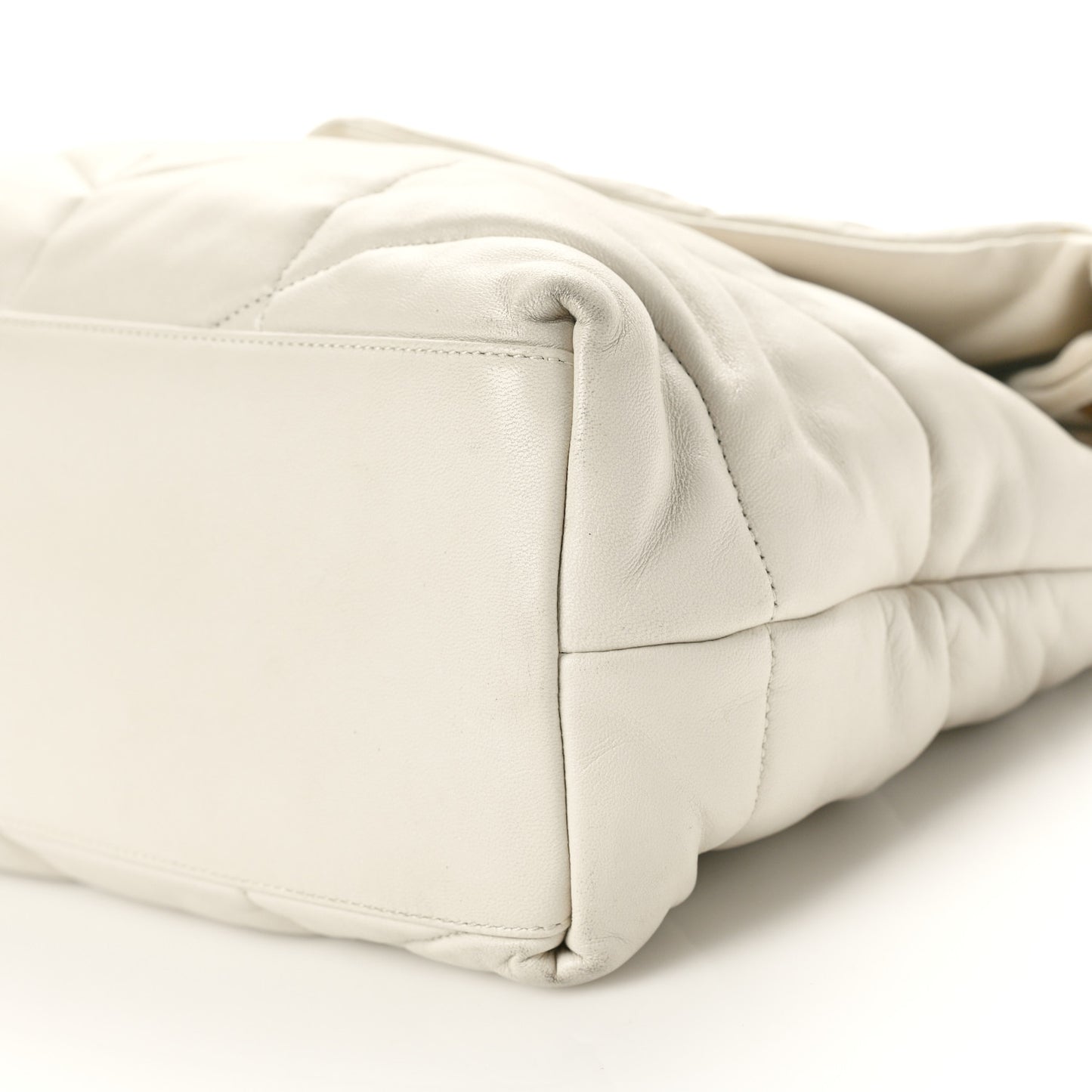Lambskin Quilted Medium Loulou Puffer Monogram Chain Satchel Crema Soft