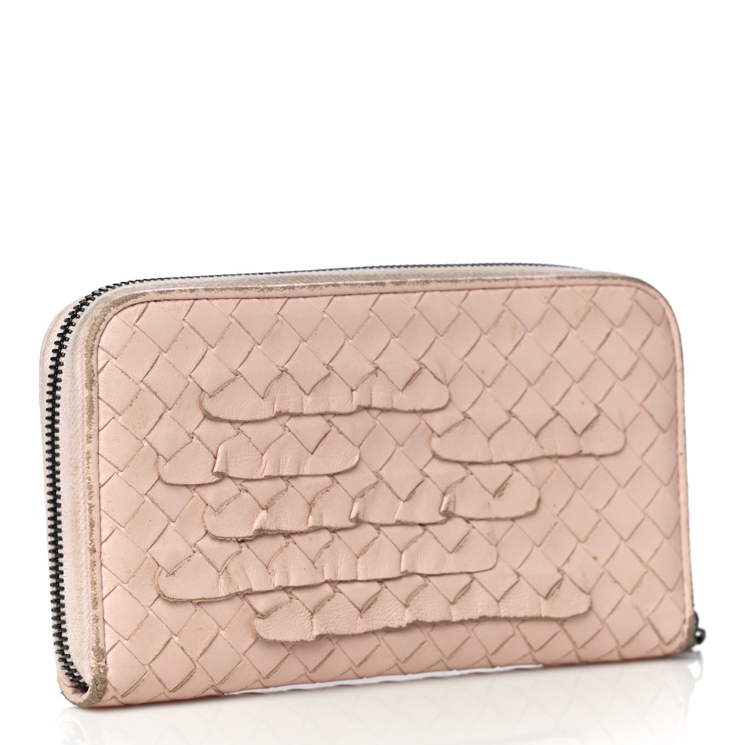 Bottega Veneta Nappa Intrecciato Zip Around Wallet Petal Pink 1 of 36
