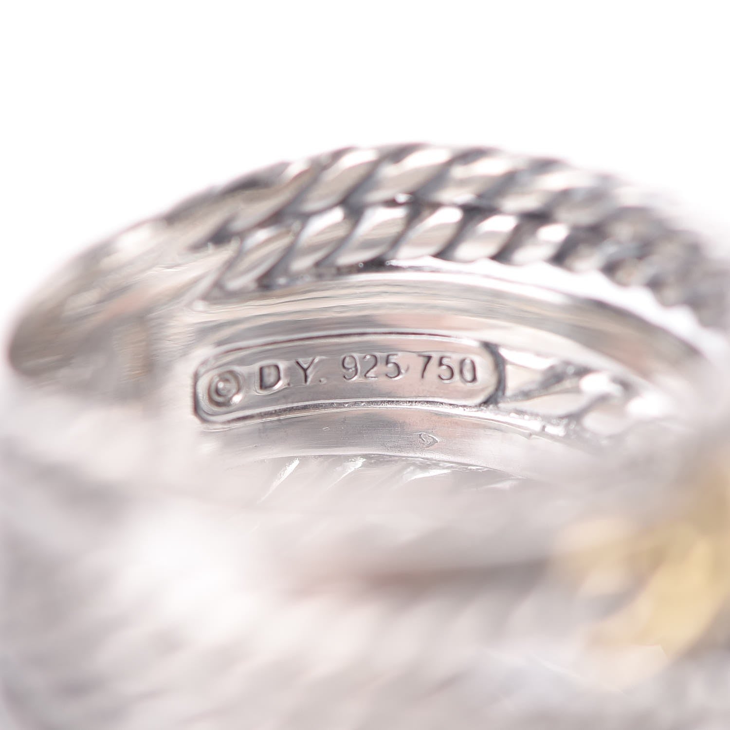 David Yurman Sterling Silver 18K Yellow Gold Double X Crossover Ring 53 6.5 4 of 4