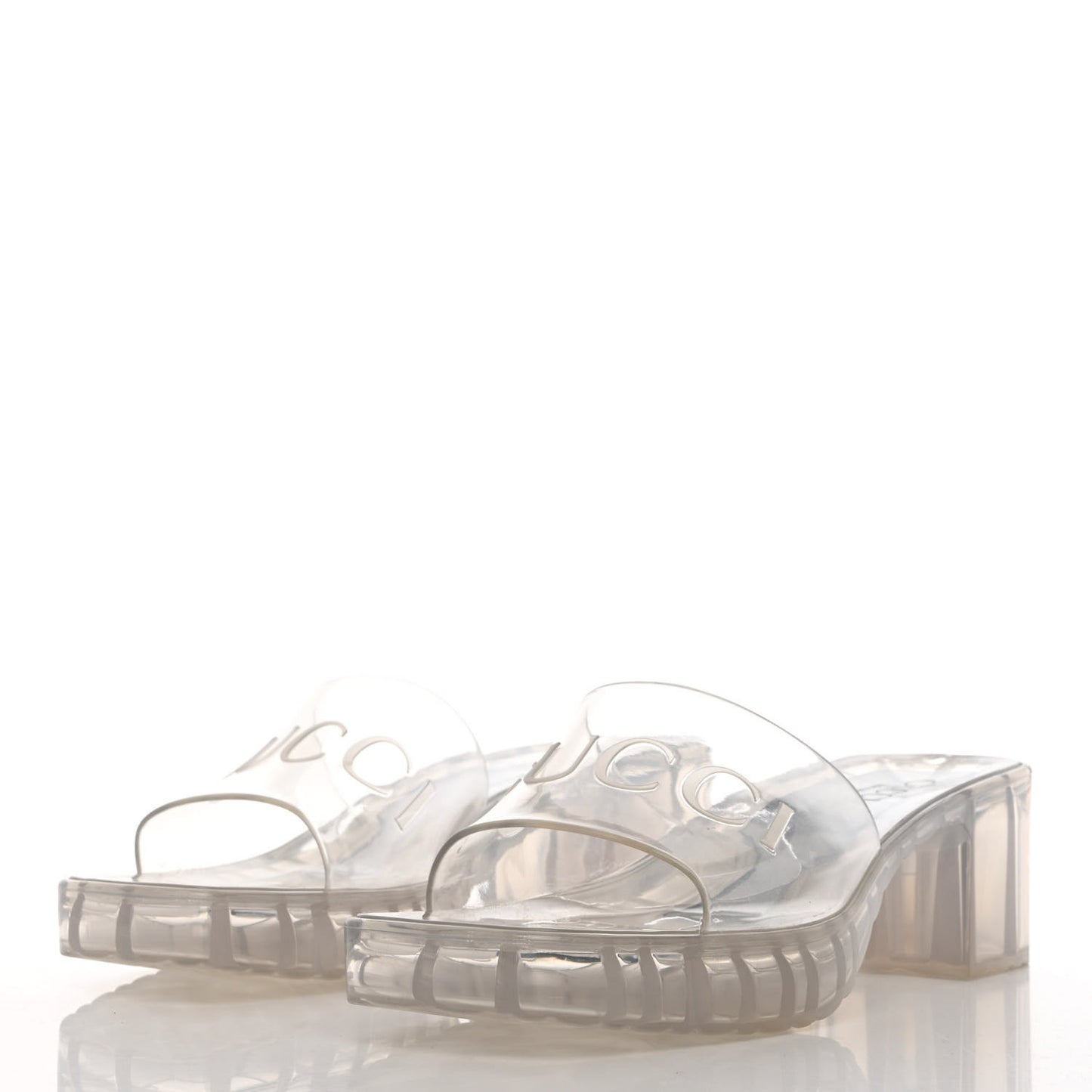 Rubber Gucci Logo Womens Platform 20/60mm Slide Sandals 38 Transparent