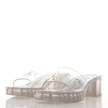 Gucci Rubber Gucci Logo Womens Platform 20/60mm Slide Sandals 38 Transparent 3 of 11