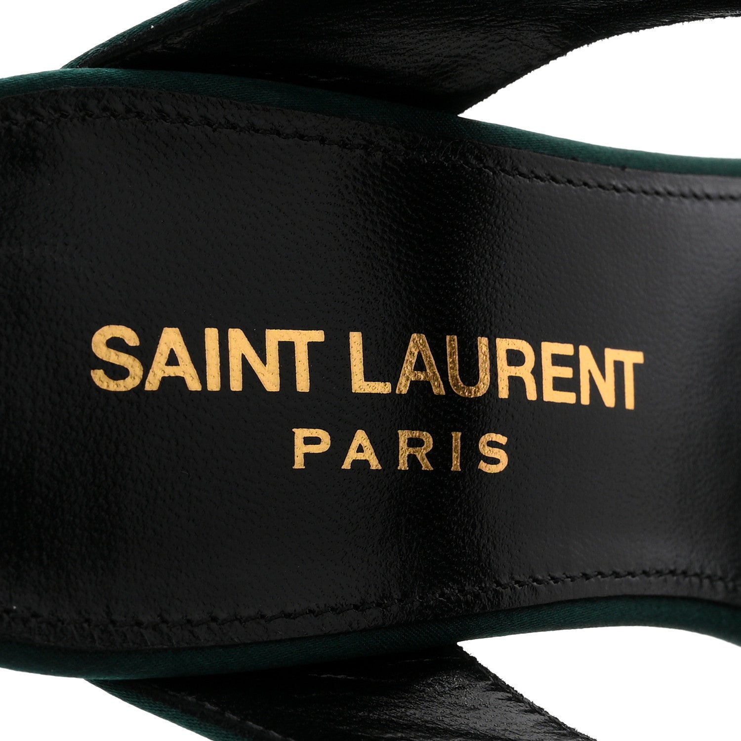 Saint Laurent Crepe Satin Martha Mule 110 Sandals 35.5 Dorian Green 8 of 10
