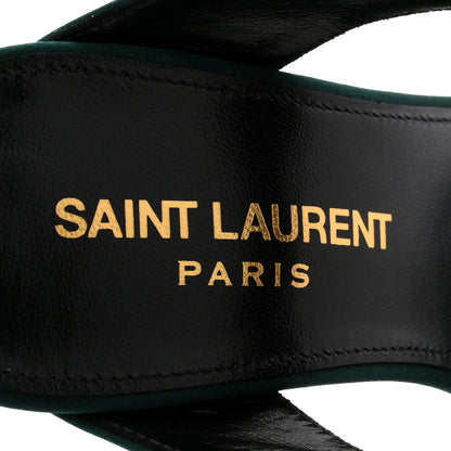 Saint Laurent Crepe Satin Martha Mule 110 Sandals 35.5 Dorian Green 8 of 10