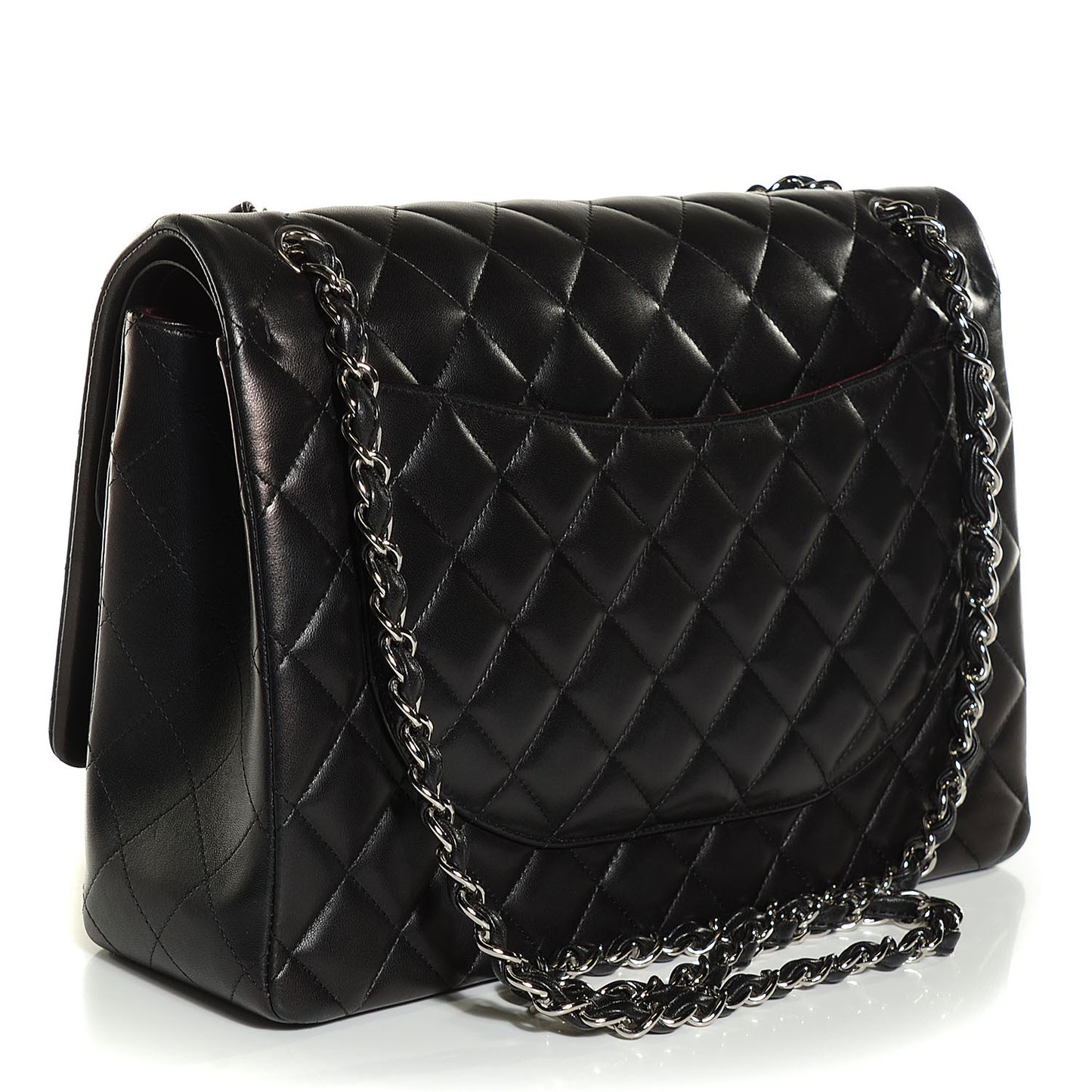 Lambskin Quilted Maxi Double Flap Black